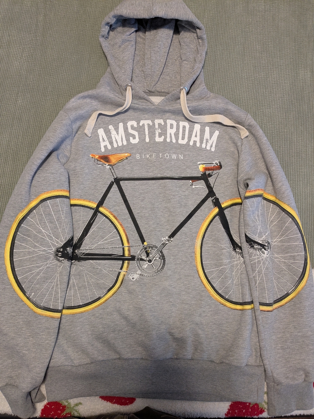Amsterdam Biketown Graphic Hoodie - Grey Men’s Pullover Bicycle